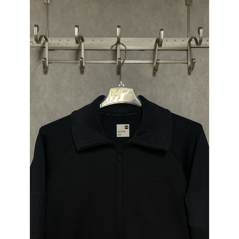 Under Armour Jacket Men XL Black Full Zip UA Tech Fleece Track Mock Neck Active